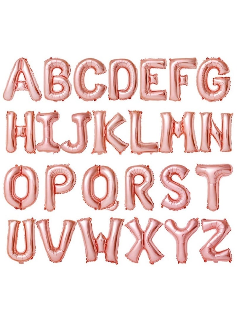 عالم البالونات 26 قطعة من بالونات حروف الأبجدية الإنجليزية (من الألف إلى الياء) باللون الذهبي الوردي مقاس 16 بوصة، لافتة حروف أبجدية معدنية قابلة للتخصيص، مناسبة لأعياد الميلاد، والذكرى السنوية، والخطوبة، والتخرج، وحفلات استقبال المولود الجديد، ومستلزمات تزيين الحفلات (من الألف إلى الياء) - Image 1